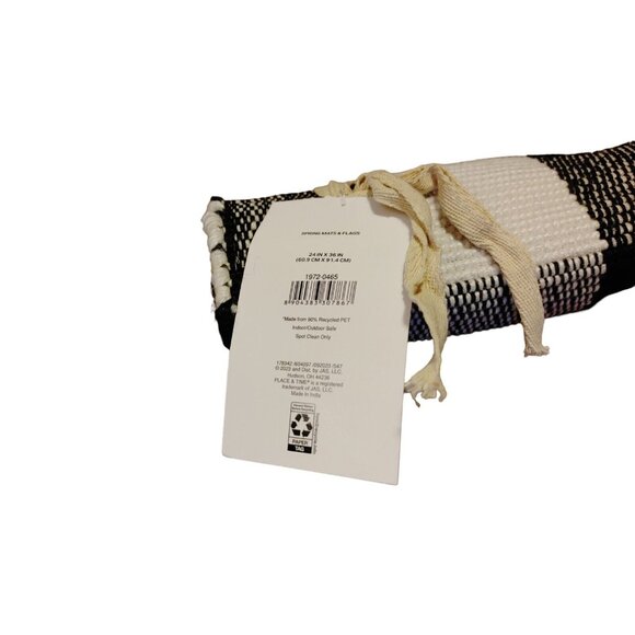 Spring Black & White Handloom Rug by Place & Time 24" x 36" Polyethylene - Picture 2 of 3